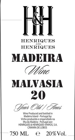 Kh Madeira Wine Malvasia 20 Year Old