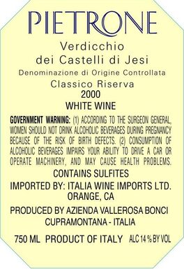 Pietrone Verdicchio Dei Castelli Di Jesi Classico Riserva