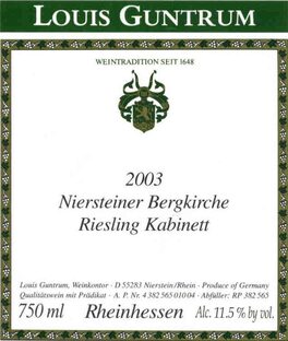 Niersteiner Bergkirche Riesling Kabinett