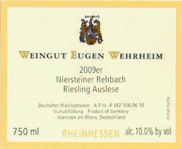 Niersteiner Rehbach Riesling Auslese