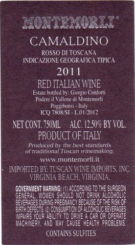 Camaldino Indicazione Geografica Tipica Red Italian Wine