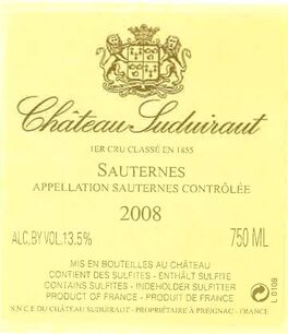 Chateau Suduiraut Ier Cru Classé En 1855
