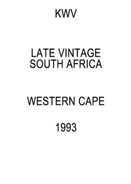 Late Vintage South Africa 1993
