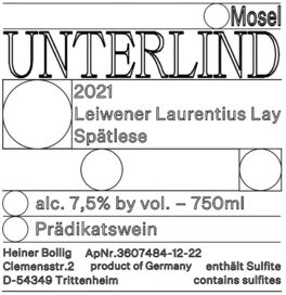 Unterlind 8 Leiwener Laurentius Lay Spätlese
