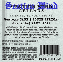 Sestien Wind Cellars 2024 Grenache Western Cape, South Africa