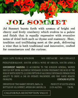 Jol Sommet 2024 Cinsault - Grenache Blend Piekenierskloof, South Africa