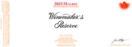 Malbec Bonita Springs Vineyard Winemaker's Reserve
