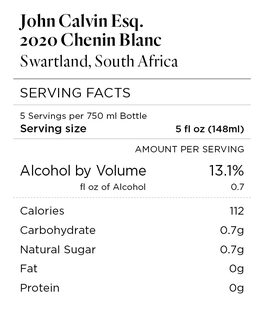 John Calvin Esq. 2020 Single Origin Chenin Blanc Swartland, South Africa
