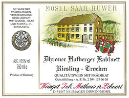 Dhroner Hofberger Kabinett Trocken