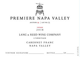 Lang & Reed Wine Company - L'ermitage