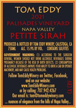 Palisades Vineyard Petite Sirah