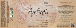 Ambyth Amphora Paso Robles Biodynamic Organic Sangiovese