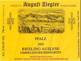 August Ziegler Riesling Auslese Gimmeldinger Biengarten
