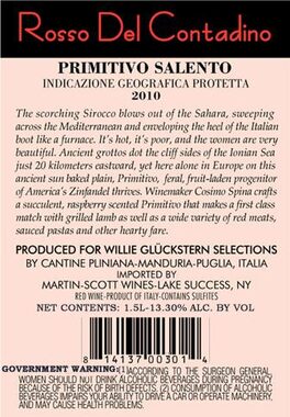 Rosso Del Contadino Primitivo Salento Indicazione Geografica Protetta