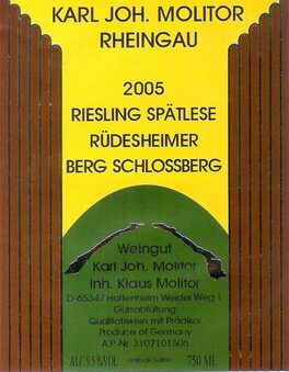 Rheingau Riesling Spätlese Rüdesheimer Berg Schlossberg